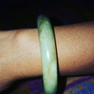 Stunning thick Green Jade Bangle image 3