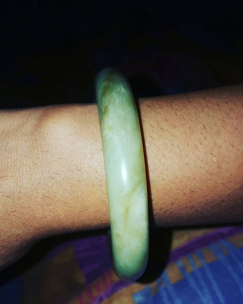 Stunning thick Green Jade Bangle image 3