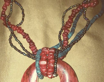 Wood and beaded indian necklace
