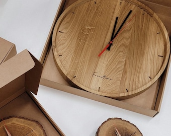 Wooden Wall Clock, Clock for Wall, Wood Clock, Large Clock, Oak Wall Clock, Silent Clock Mechanism, Housewarming Gift
