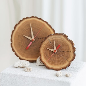 Wooden table/wall clock gift set for anniversary, gift for birthday, gift for wedding, gift for farewell image 1