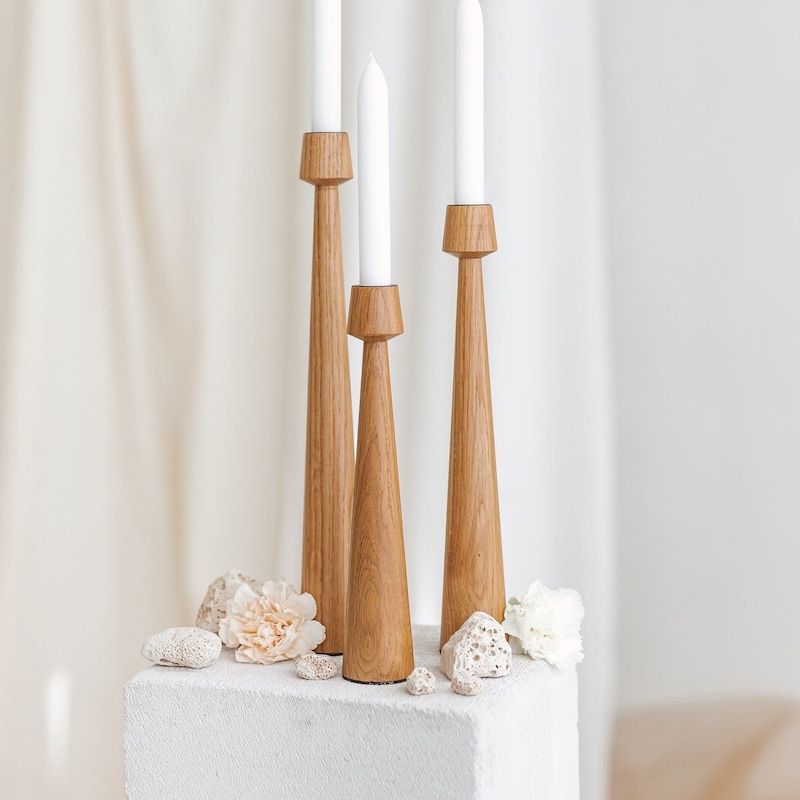 Wood Candle Holder Set - Etsy