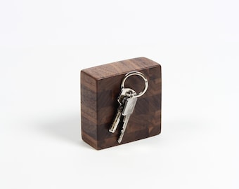 Wall Mounted Magnetic Key Holder Made from End Grain Oak or Walnut