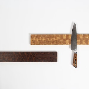 Wall Mounted Magnetic Knife Holder Made from End Grain Walnut or Oak, Magnetic Knife Holder, Magnetic Knife Rack, Kitchen Organization