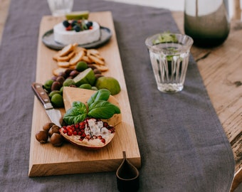 Serving board, wooden serving board, board for tapas and appetizers, solid oak wood serving board, stylish handcrafted serving board