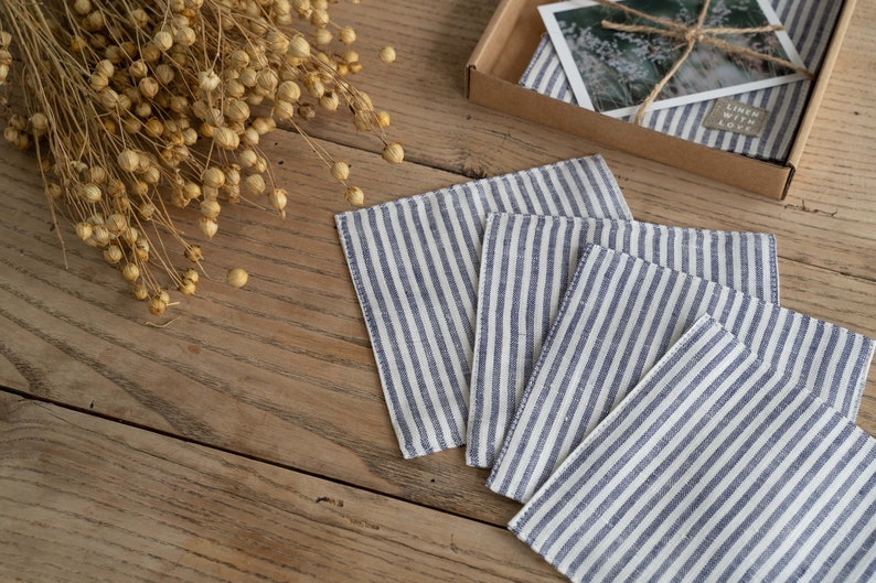Linen tea coasters Drink coasters Coctail napkins Coffee Etsy
