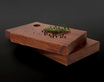 Walnut, Oak Cutting Board | Single Piece Wood with Natural Cracks | Rustic Wooden Serving Board | Perfect Gift for Food Lovers & Home Chefs