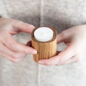 Natural Wooden Tea Candle Holder, Tealight Holder, Candle Holder, Candle Vessel, Crafted from Oak, Wooden Candle Vessel, Wooden Homewares