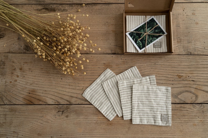 Linen tea coasters Drink coasters Coctail napkins Coffee Etsy