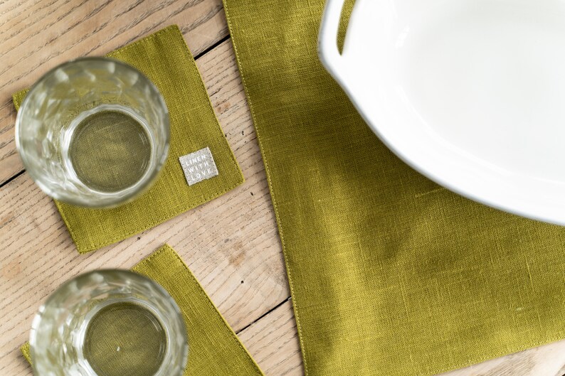 Linen tea coasters Drink coasters Coctail napkins Coffee Etsy