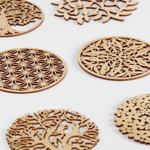 Tea coasters, Laser cut coasters, Natural eco-friendly coasters, Coffee coaters, Housewarming gift