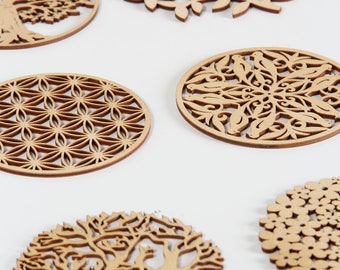 Tea coasters, Laser cut coasters, Natural eco-friendly coasters, Coffee coaters, Housewarming gift