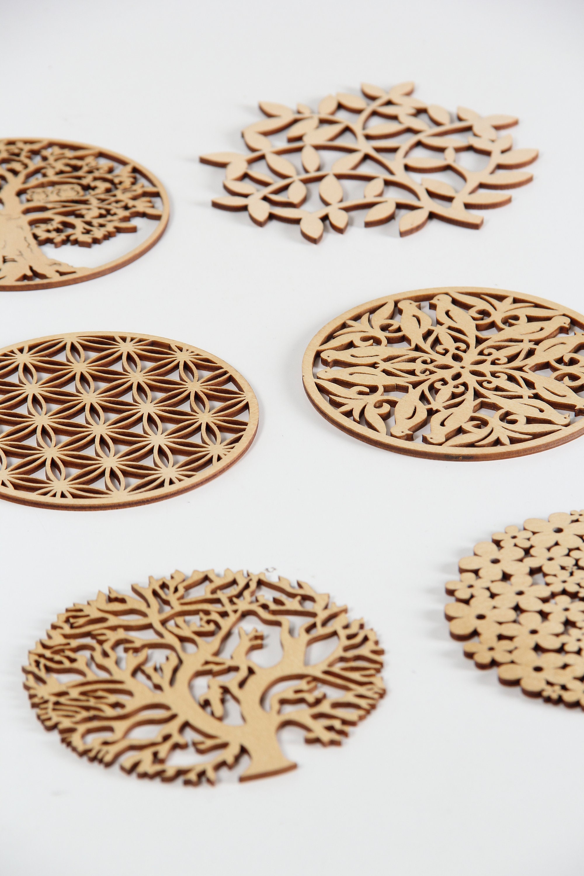 Tea coasters, Laser cut coasters, Natural eco-friendly coasters, Coffee coaters, Housewarming gift