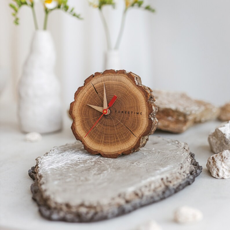Wooden table/wall clock gift set for anniversary, gift for birthday, gift for wedding, gift for farewell image 3