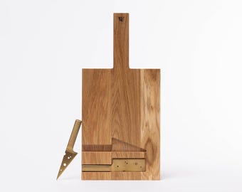 Cheese Board with Knives | Oak Charcuterie Serving Board
