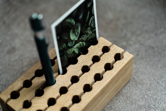 Wood pencil holder, Wood Desk Organizer, Rustic office decor, Housewarming gift, Christmas gift boyfriend, Pen holder for desk