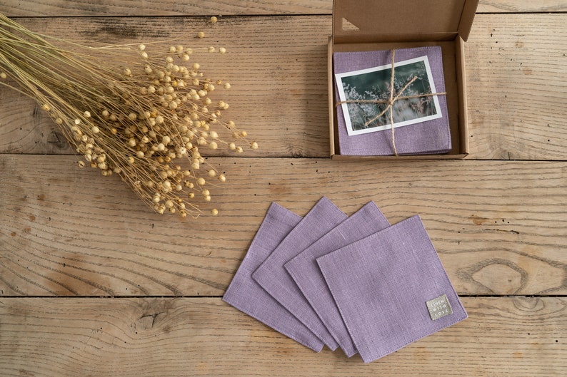 Linen tea coasters Drink coasters Coctail napkins Coffee Etsy