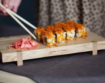 Natural Oak Sushi Board: Wooden Serving Tray