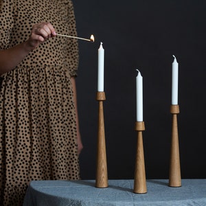 Gratis expresverzending, set van 3 kandelaar, houten kandelaar, hoge kandelaar, houten kandelaars, hygge Simple living