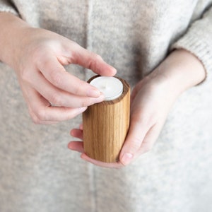 Natural Wooden Tea Candle Holder, Tealight Holder, Candle Holder, Candle Vessel, Crafted from Oak, Wooden Candle Vessel, Wooden Homewares