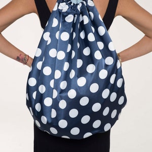 Womens Backpack, Shoulder Backpack, Large Bag, Travel Backpack, Printed Bag, Backpack Bag, School Backpack, Polka Dots Bag, Two tone image 3