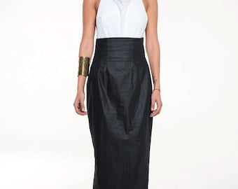 Zwarte maxirok: punk-glamrockstijl met hoge taille