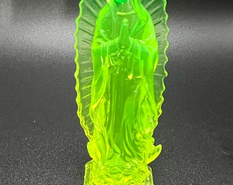 Resin Faux-Uranium Glass Madonna Virgin Mary Statue