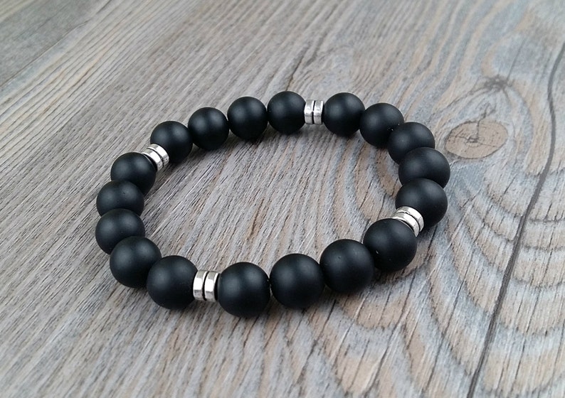 Onyx unisex bracelet fine stones 8 ou 10mm