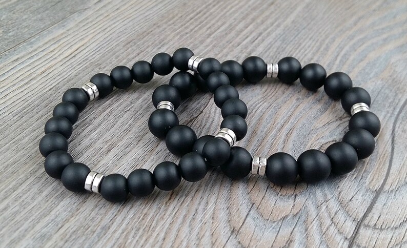 Onyx unisex bracelet fine stones 8 ou 10mm