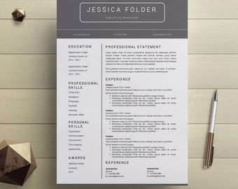 modern resume template modern cover letter reference letter etsy