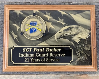 5 x 7 Cherry Personalized Military Challenge Coin Holder Plaque