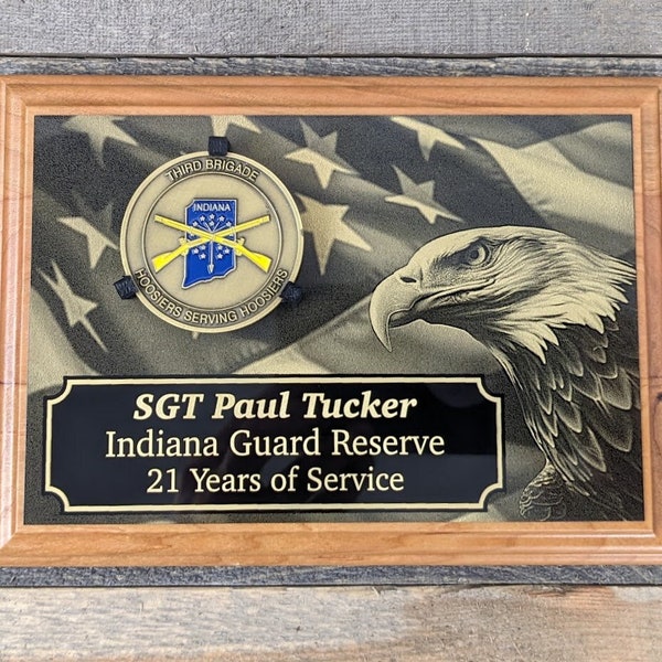 5 x 7 Cherry Personalized Military Challenge Coin Holder Plaque