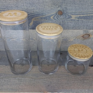 Personalized Bamboo/Glass Jars - Many Designs Available - Optional Custom Logo/Design