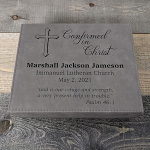 Leatherette Confirmation Keepsake Box -  Laser Engraved