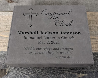 Personalized Leatherette Confirmation Box -  Laser Engraved