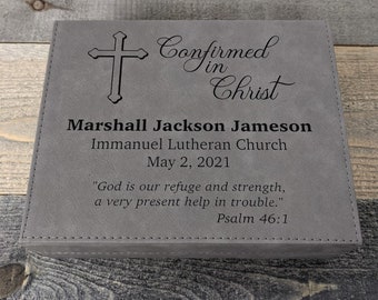 Personalized Leatherette Confirmation Keepsake Box -  Laser Engraved