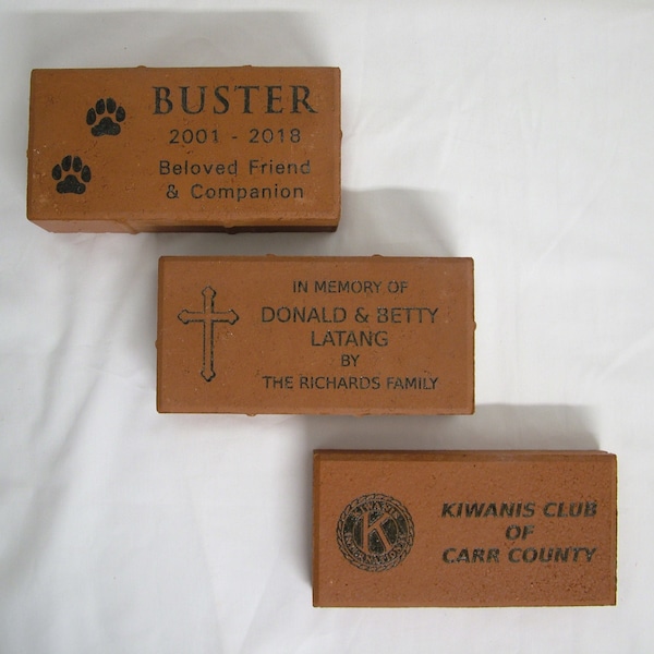 4 X 8 X 2 1/4 Red Clay Brick - Personalized / Custom Logo