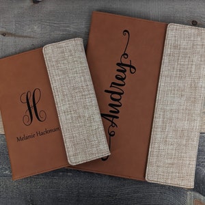 Personalized Burlap/Leatherette Notepad Portfolio Padfolio - Add Your Custom Logo