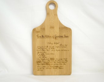 Your Handwritten Recipe 7 x 13.5"  Bamboo Paddle Cutting Board