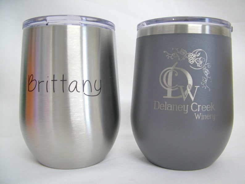 12 Oz. Vacuum Insulated Stemless Wine Glass W/lid Laser Etsy
