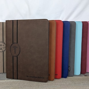 Portafolio de cuero sintético personalizado con cremallera de 9,5 x 12,5 pulgadas, portafolios con logotipo personalizado