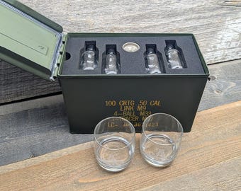 Ammo Can Tasting Set- Rocks Glasses/Shot Glasses - Personalized