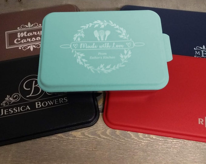 9x13 Aluminum Cake Pan With Powder Coated Lid Laser Engraved
