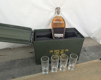 Ammo Can Shot Glass Set - Personalized with bottle holder
