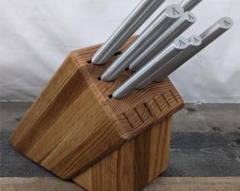 Rada Oak 7 Piece Knife Block Set - Personalized