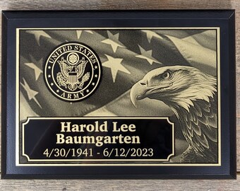 5x7 Personalized Military Plaque with Laser Engraved Metal Plate