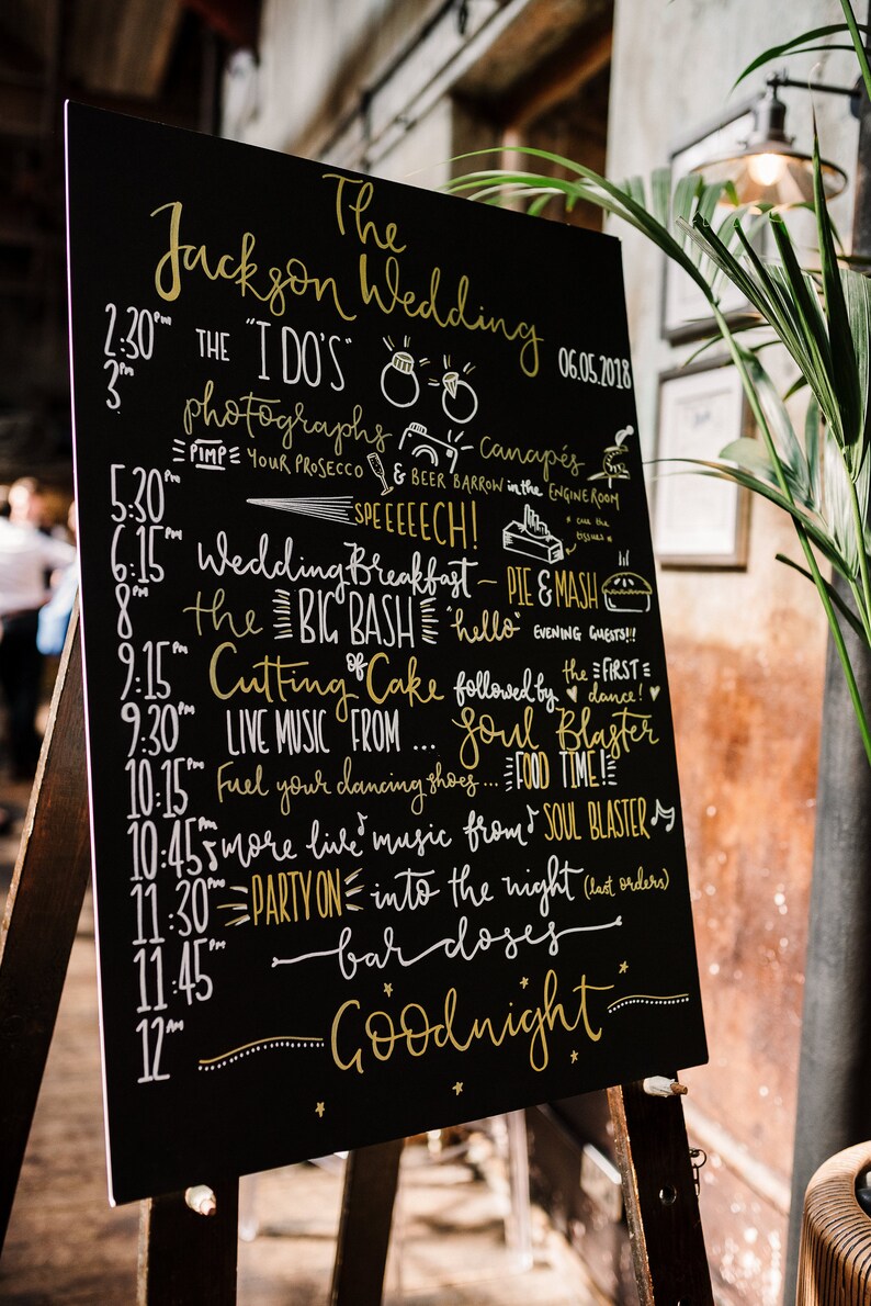 Order of the Day Signage Wedding, List, Customised, Calligraphy