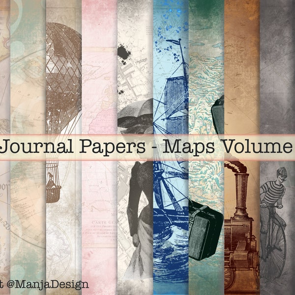 Junk Journal Stationery Scrapbooking Papers Maps Travel - Volume 1