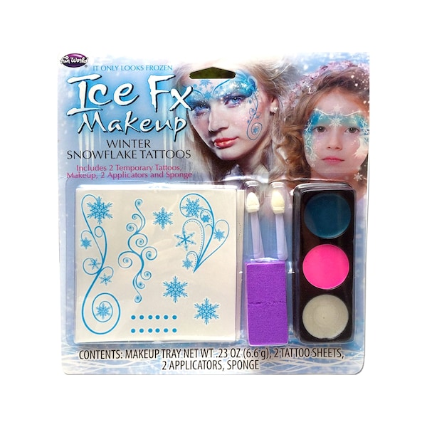 Winter Princess Snowflakes Tatouages temporaires et kit de maquillage