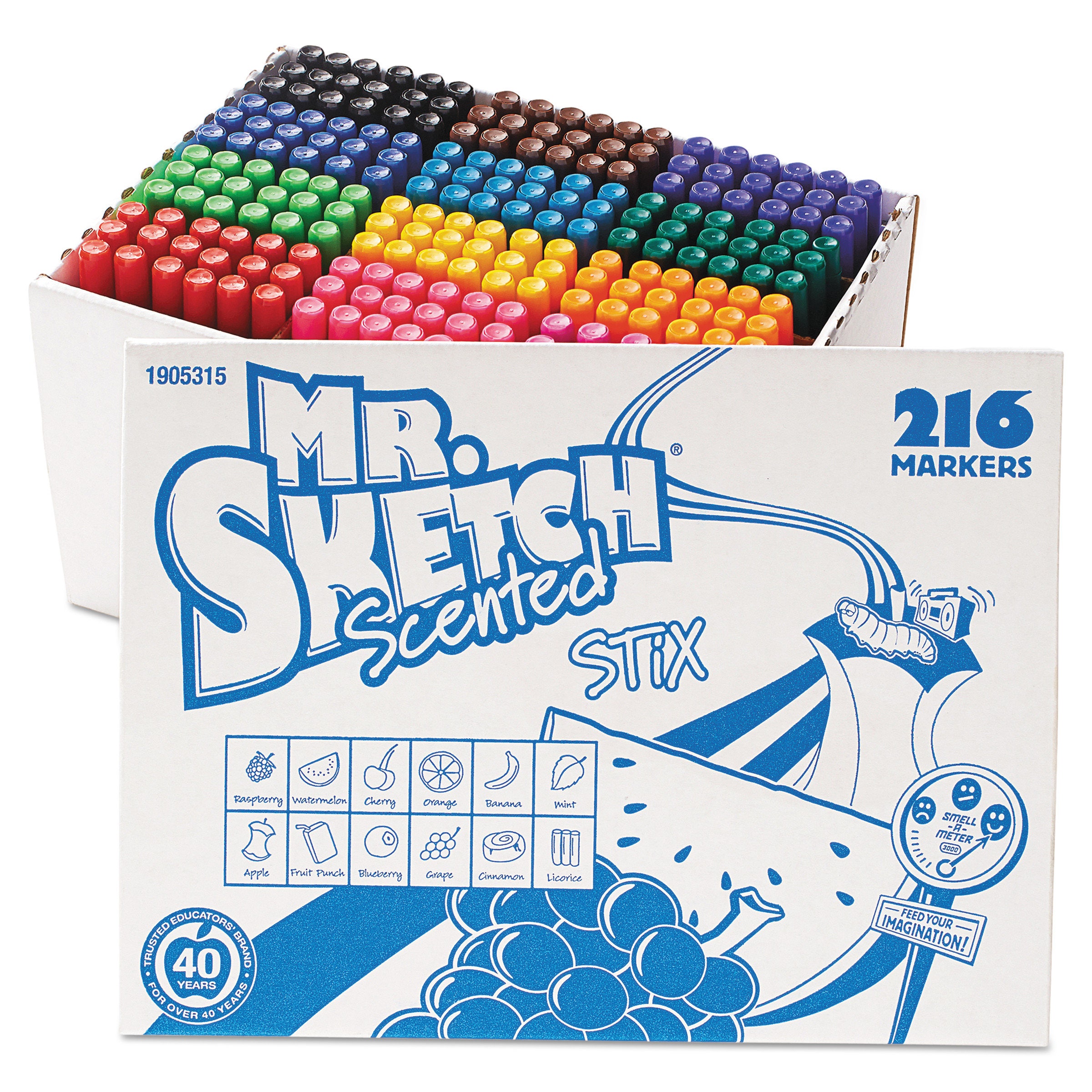 Mr. Sketch Scented Stix Watercolor Markers, Fine Point 12 Colors